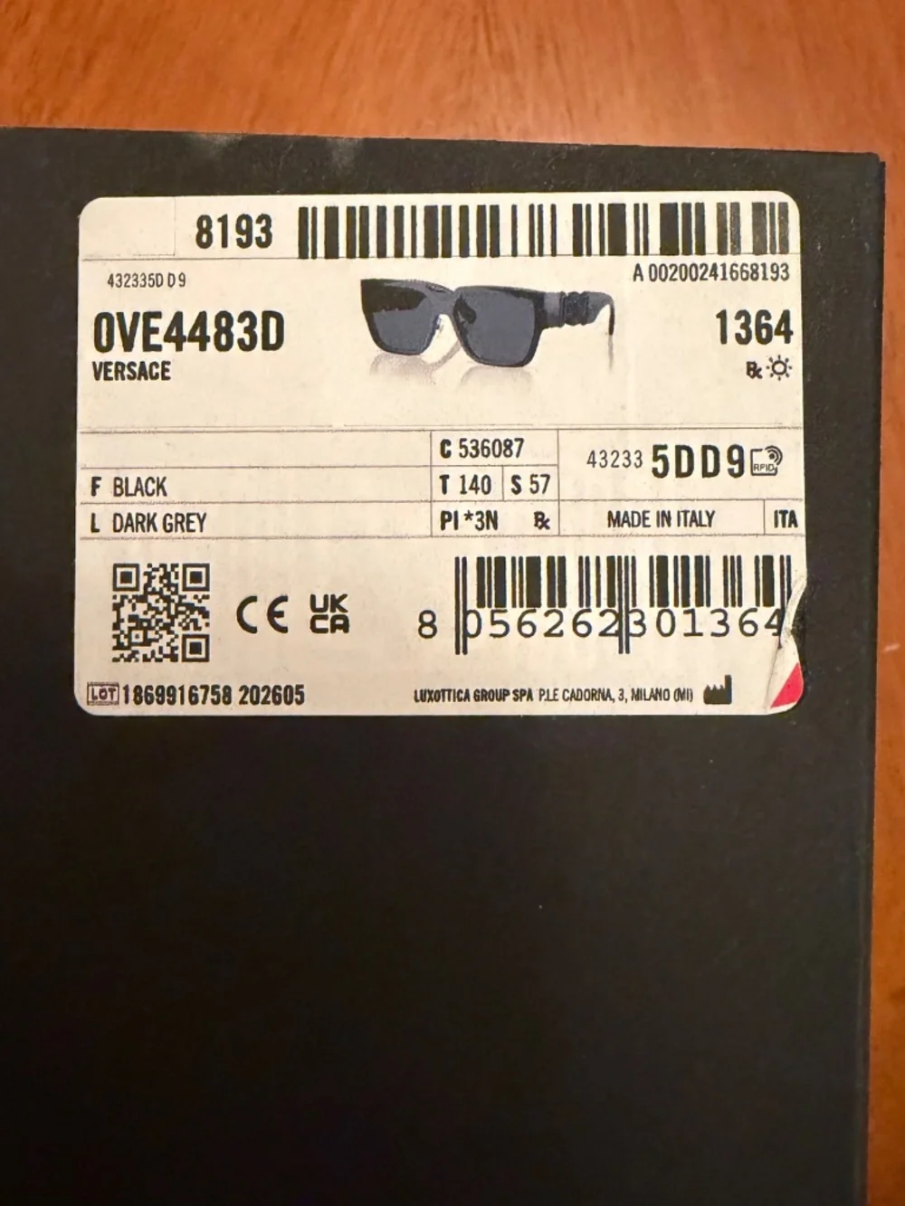 Versace Mens Sunglasses VE4483D - NWT With All Original Boxes